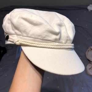 White cabby bakers boy hat